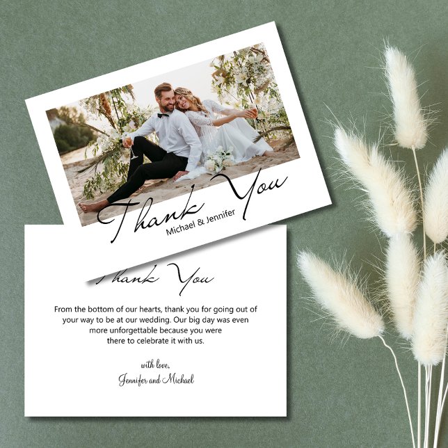modernes Script Hochzeit Foto danke Mitteilungskarte (Von Creator hochgeladen)