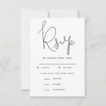 Modernes Script-Hochzeit-RSVP mit Essensauswahl