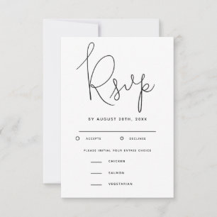 Modernes Script-Hochzeit-RSVP mit Essensauswahl RSVP Karte