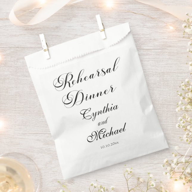 Modernes Script Hochzeitsessen Probe Geschenktütchen (Ausgeschnitten)