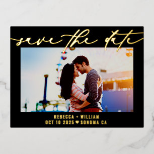 Modernes Script Hochzeitsschreiben Save the Date P Folie Einladungspostkarte