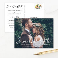 Modernes Script-Hochzeitsskript-Foto Rette unser D