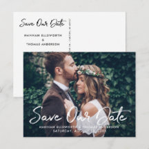 Modernes Script-Hochzeitsskript-Foto Rette unser D