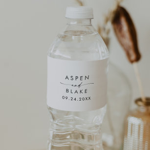 Modernes Script Hochzeitswasser-Flaschenlabel Wasserflaschenetikett