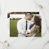 Modernes Script Horizontales Foto Save the Date