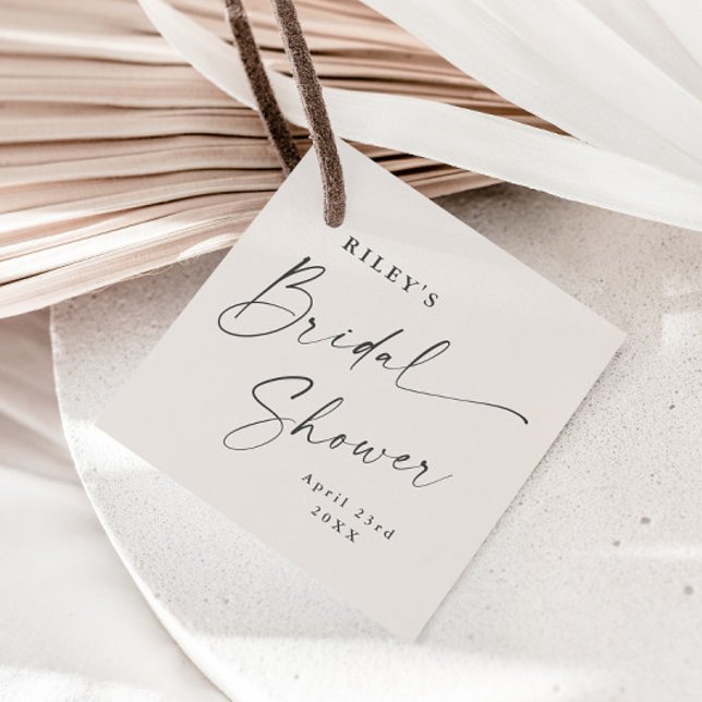 Modernes Script Ivory Boho Brautparty Geschenkanhänger (Modern script boho bridal shower thank you favor tags.)