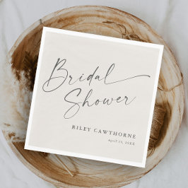 Modernes Script Ivory Boho Brautparty Serviette