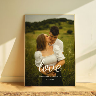 Modernes Script "Liebe" Hochzeitscouple-Foto Poster