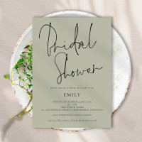 Modernes Script Light Sage Brautparty