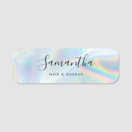 Modernes Script Makeup Beautician Holographic Namensschild
