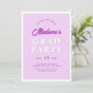 Modernes Script Mauve Edgy Graduation Party Foto Einladung