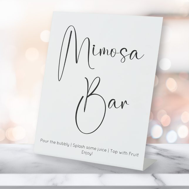 Modernes Script Mimosa Bar Brautparty Sockelschild (Von Creator hochgeladen)