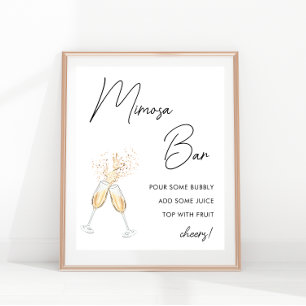 Modernes Script Minimalistisch Brautparty Mimosa B Poster