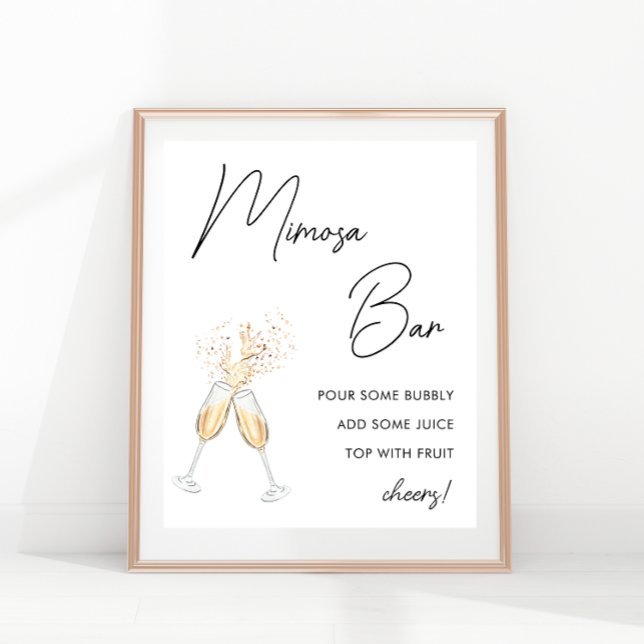 Modernes Script Minimalistisch Brautparty Mimosa B Poster (Von Creator hochgeladen)