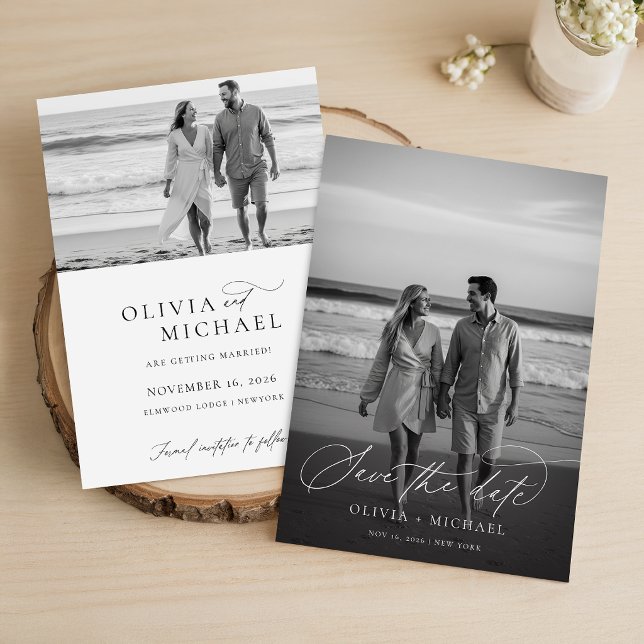 Modernes Script Minimalistisch Wedding Foto Save The Date (Von Creator hochgeladen)