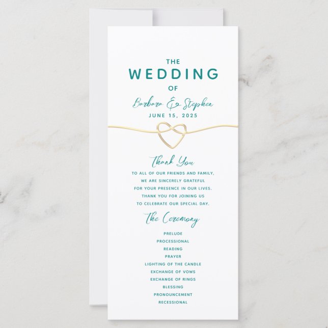 Modernes Script Minimalistisch Wedding Program (Vorderseite)