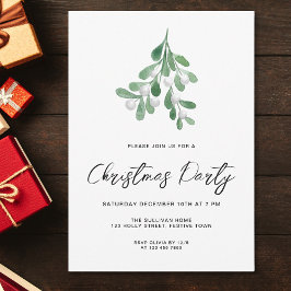 Modernes Script Mistletoe Weihnachts-Party Einladung