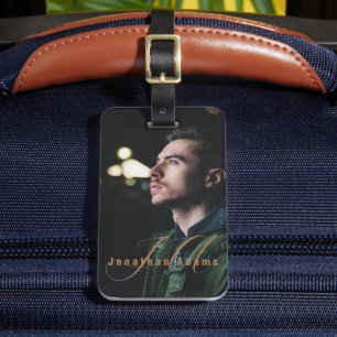 Modernes Script Mit Monogramm Vollständiges Foto Gepäckanhänger