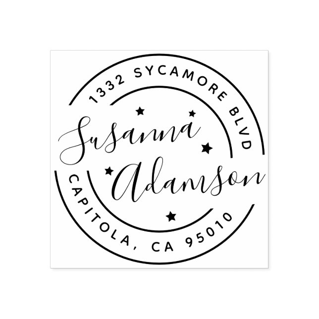 Modernes Script mit vollständigem Namen Runde Rück Gummistempel (Prägung)