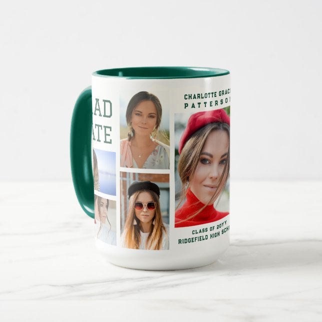 Modernes Script Multi Foto Abschluss Graduate Tasse (Vorderseite Links)