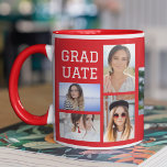 Modernes Script Multi Foto Abschluss Graduate Tasse<br><div class="desc">Moderne Script Multi Foto Abschluss Graduate Coffee Tasse bietet fünf Ihrer Lieblings-Fotos Ihrer Uni,  Universität oder High School Absolvent mit dem modernen weißen Skript-Overlay "Graduate" auf einem roten Hintergrund. Einfach,  stilvoll und elegant. Das ist das perfekte personalisierte Geschenk für einen Absolventen. Erstellt von ©Evco Studio www.zazzle.com/store/evcostudio</div>