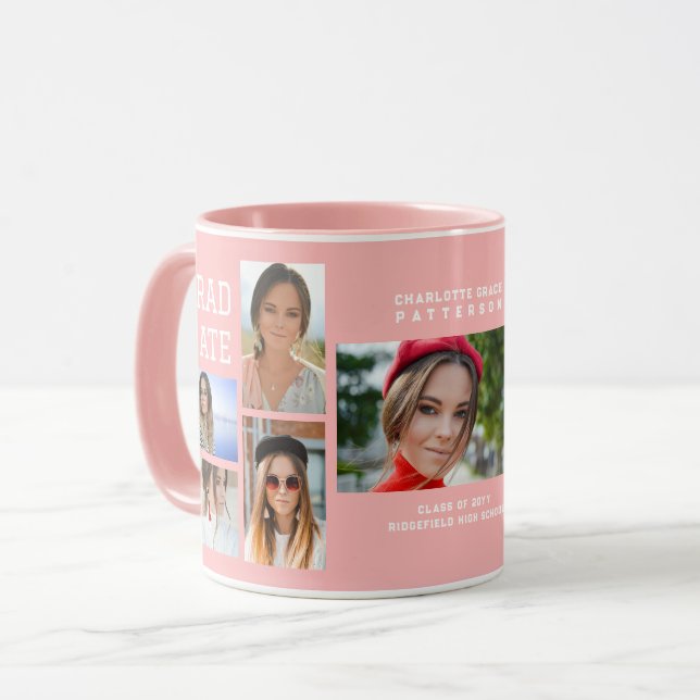 Modernes Script Multi Foto Abschluss Graduate Tasse (Vorderseite Links)