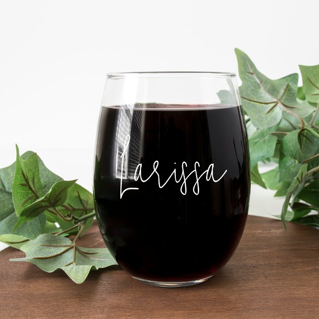 Modernes Script Name Bachelorette Brautparty Weinglas Ohne Stiel (Von Creator hochgeladen)