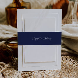 Modernes Script Navy Blue Wedding Einladungsbanderole