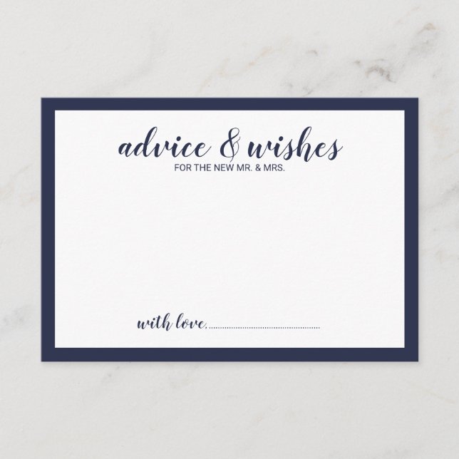 Modernes Script Navy Blue Wedding Hinweiskarte (Vorderseite)