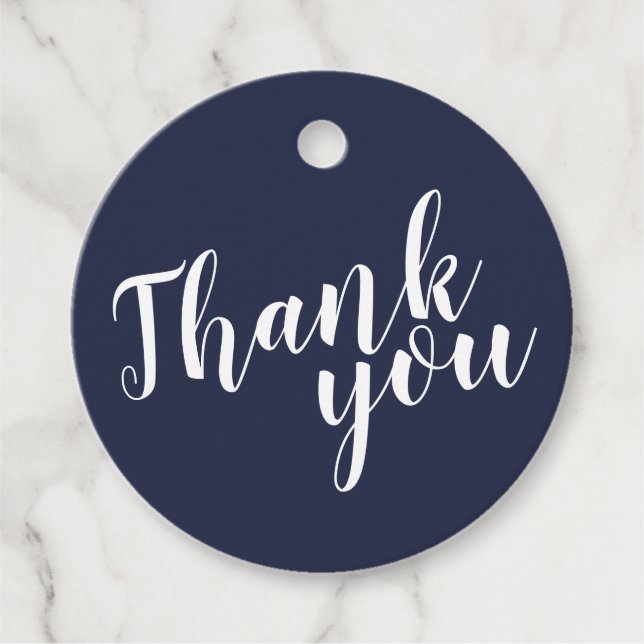 Modernes Script Navy Blue Wedding Vielen Dank Geschenkanhänger (Vorderseite)
