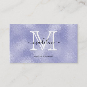 Modernes Script Pantone Very Peri Foil Monogram Visitenkarte