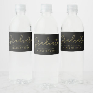 Modernes Script Personalisiert Foto Abschluss Wasserflaschenetikett
