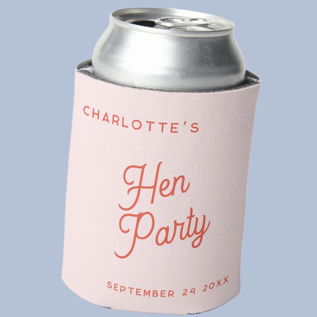 Modernes Script Personalisiert Hen Party Dosenkühler (Modern typography personalized name date hen party or hen do can cooler)