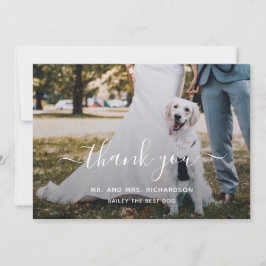 Modernes Script Personalisiert Pet Wedding Foto Dankeskarte