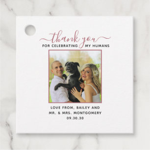 Modernes Script Personalisiert Pet Wedding Foto Geschenkanhänger