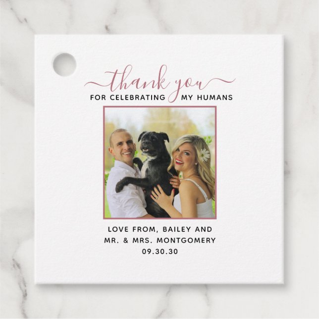 Modernes Script Personalisiert Pet Wedding Foto Geschenkanhänger (Vorderseite)