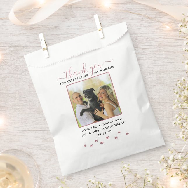 Modernes Script Personalisiert Pet Wedding Foto Geschenktütchen (Ausgeschnitten)