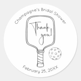 Modernes Script Pickleball Brautparty Vielen Dank Runder Aufkleber