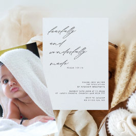 Modernes Script Psalm 139 Baby Dedication Foto Einladung