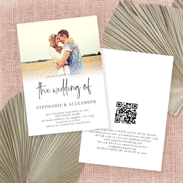 Modernes Script QR Code Foto Overlay Wedding Invit Einladung (Von Creator hochgeladen)