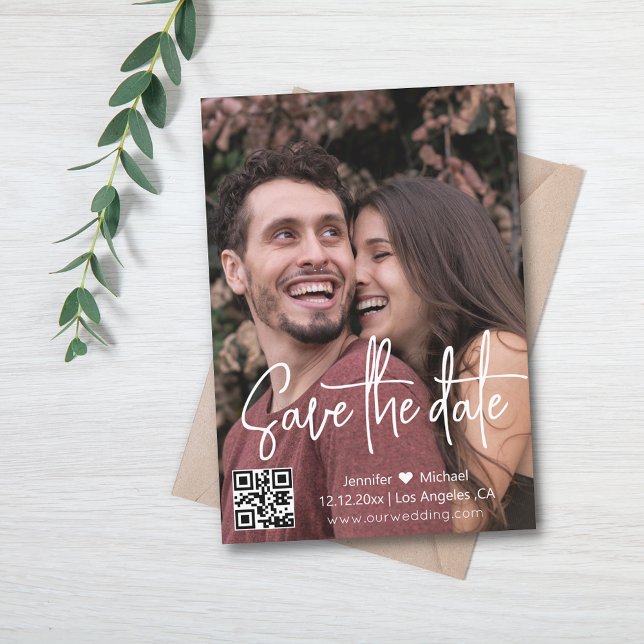 modernes Script qr Foto Save The Date (Von Creator hochgeladen)