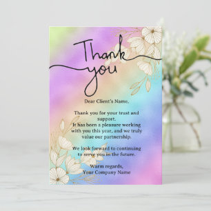 Modernes Script Rainbow Pastel Client Wertschätzun Dankeskarte