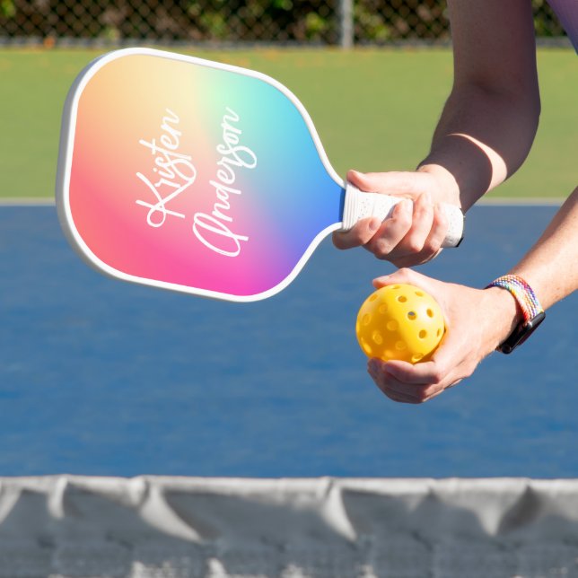 Modernes Script Rainbow Pickleball Schläger (InSitu)