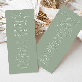 Modernes Script Sage Green Wedding Programm