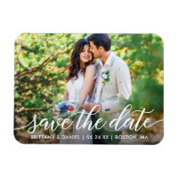 Modernes Script Save the Date Couple Foto W