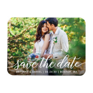 Modernes Script Save the Date Couple Foto W Magnet