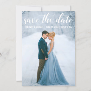 Modernes Script Save the Date Verlobung Foto W Einladung