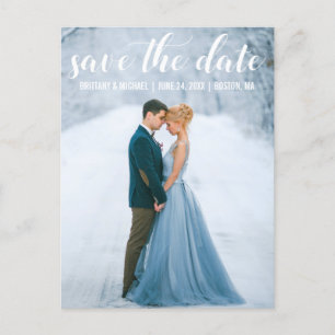Modernes Script Save the Date Verlobung Foto W Postkarte