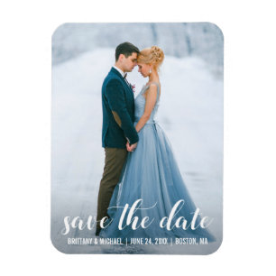 Modernes Script Save the Date Verlobung Foto WB Magnet