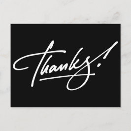 Modernes Script Schwarz-Weiß Dankeschön Karte